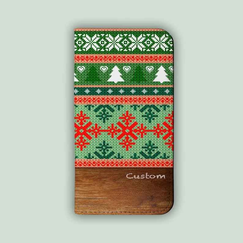 GREEN KNIT Folio Wallet | For iPhone 13 Pro Max, iPhone 12 Mini, iPhone 11, iPhone SE, iPhone Xr, Galaxy S21, Galaxy S20, Galaxy S10