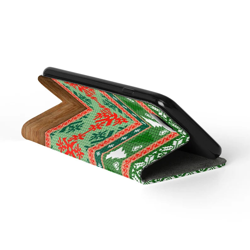 GREEN KNIT Folio Wallet | For iPhone 13 Pro Max, iPhone 12 Mini, iPhone 11, iPhone SE, iPhone Xr, Galaxy S21, Galaxy S20, Galaxy S10