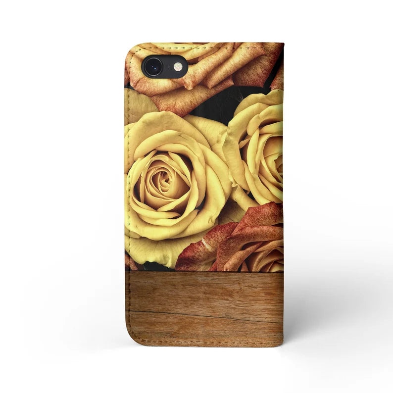 RUSTED ROSE Folio Wallet | For iPhone SE, iPhone XR, iPhone 8 PLUS, iPhone 8, iPhone 7 PLUS, iPhone 7, iPhone 6s Plus, iPhone 6s, iPhone 6 Plus, iPhone 6